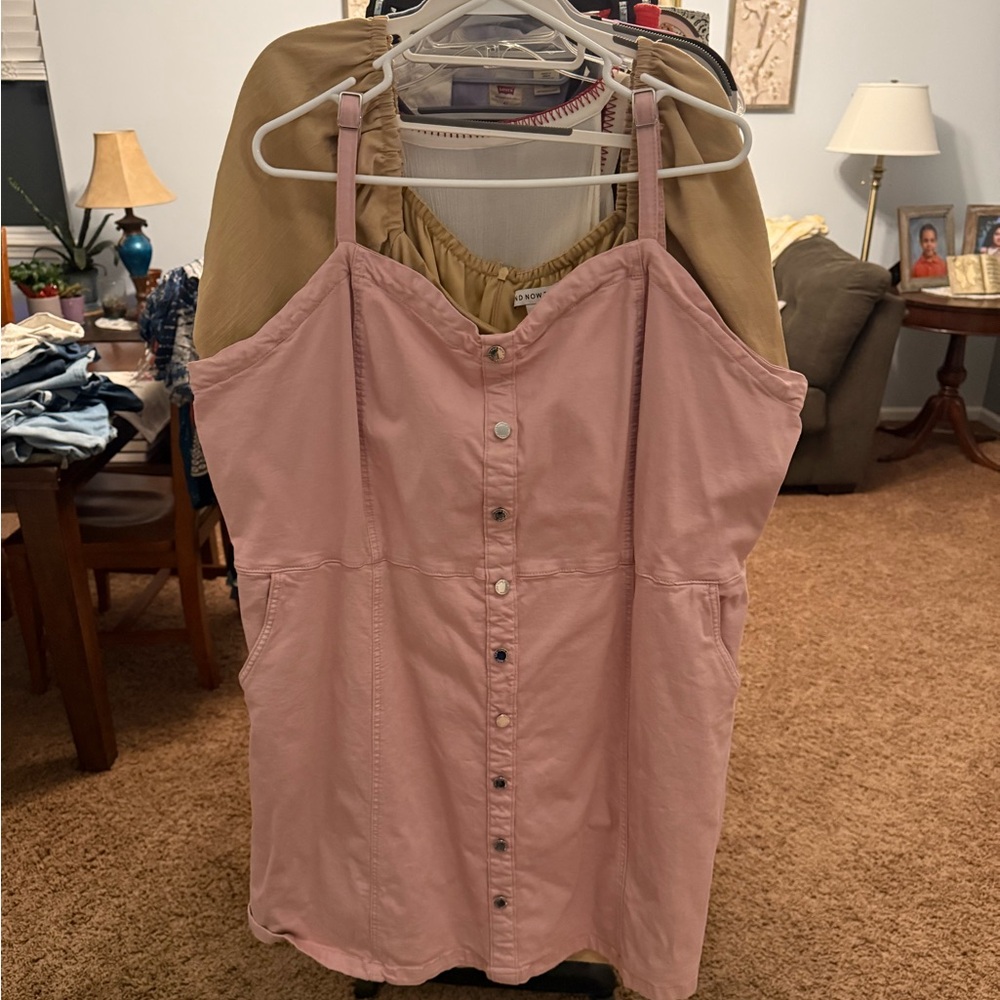 Pink Button-Front Dress